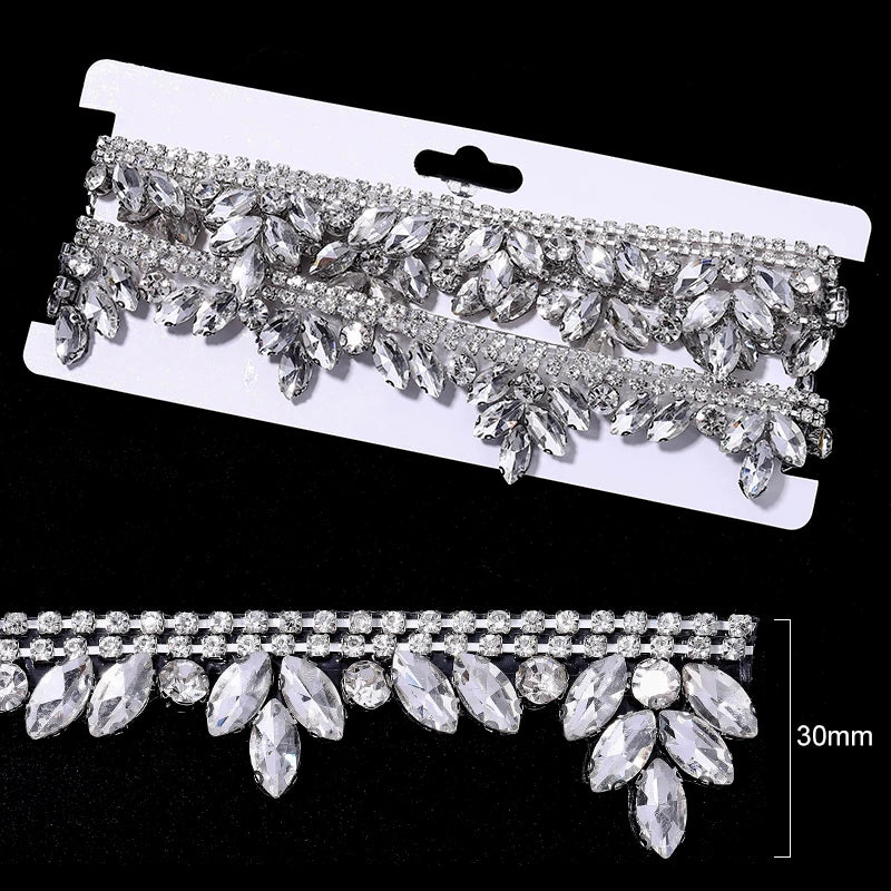 Ducrystal 1 metro motivo strass nastro hot fix vetro cristallo strass trim catena per scarpe fai da te, borse, abiti decorazione