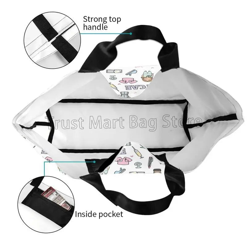Personalizzato Enfermera En Apuros Dottore Infermiera Medica Borsa a tracolla Tote Bag di grande capacità Borse per le donne Borse per la spesa