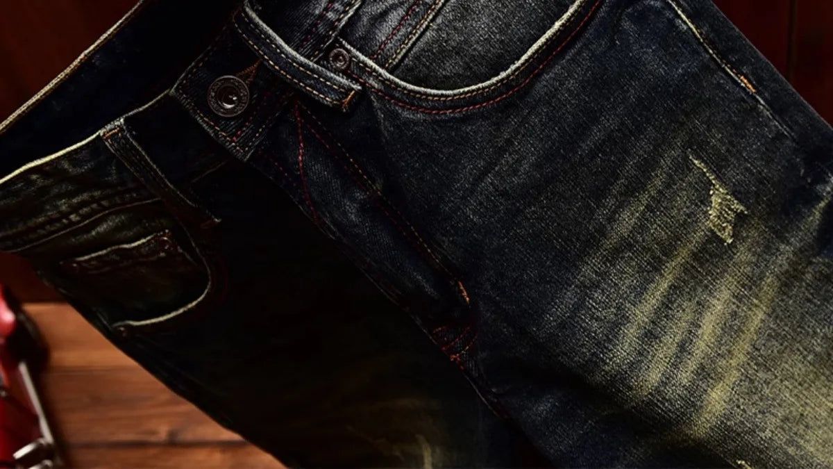 Jeans nostalgici retrò Moda classica da uomo 2025 Nuova caduta Slim Fit Dritto Alla moda Casual Pantaloni lunghi in denim abbinati