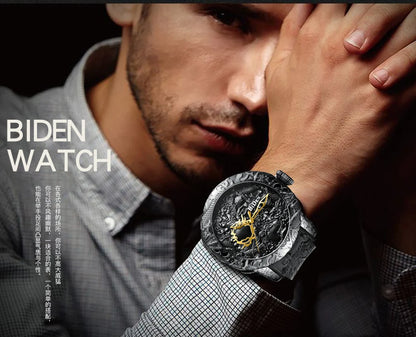 BIDEN impermeabile sport uomo orologi Dragon Design orologio al quarzo per uomo cinturino in Silicone orologio da polso orologio maschile Relogio Masculino