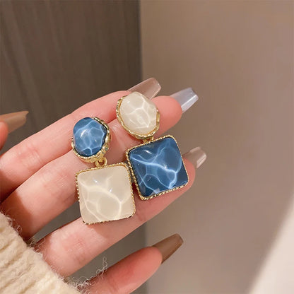 Orecchini Geometrici Asimmetrici Quadrati e Rotondi per Donne, Orecchini in Resina Colorata, Gioielli Estivi alla Moda per Ragazze