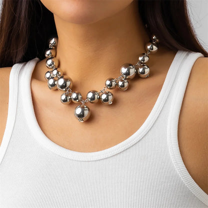 Collana esagerata in acrilico CCB con perline a sfera grande per donna Wed Vintage Chunky Clavicola Catena Grunge Gioielli Steampunk Uomo