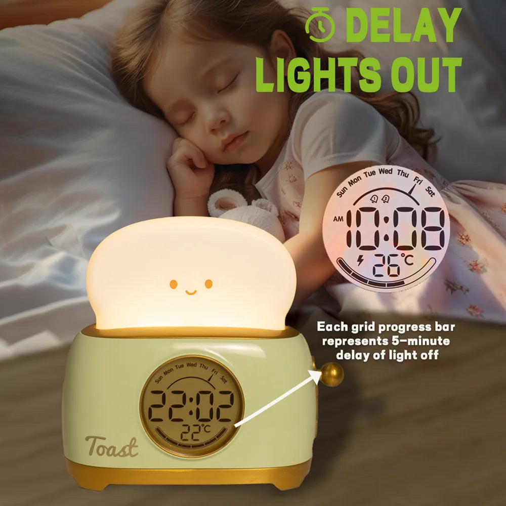 Sveglia per bambini Luce notturna a LED Orologio digitale Scarpe da ginnastica per il sonno dei bambini per la casa Camera da letto Comodino Display della temperatura carino Reloj