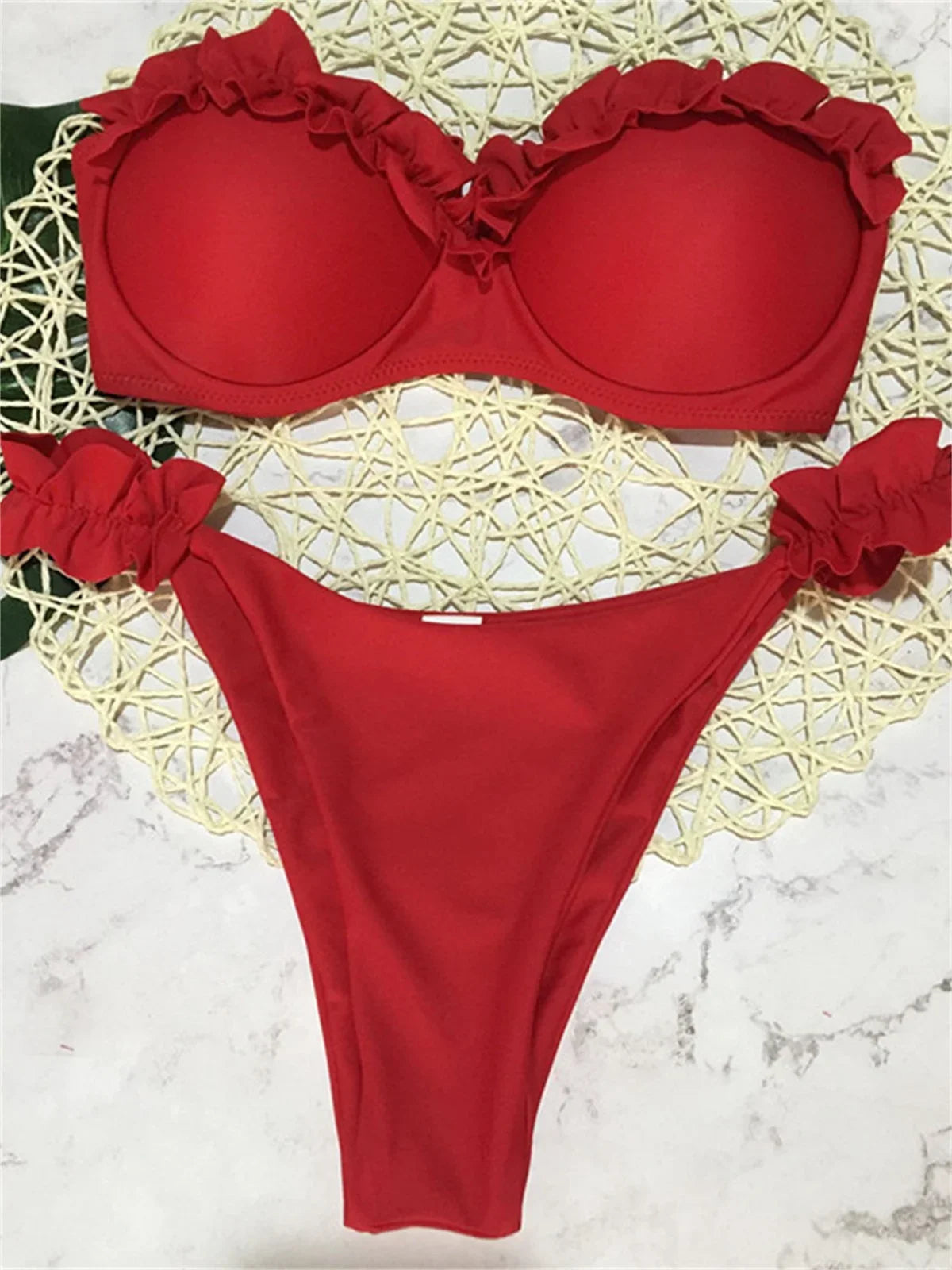 Bikini Sexy con Stampa Animalier Leopardata, Costume da Bagno Push-Up per Donne, Set Bikini 2026, Costume Brasiliano, Top a Fascia, Slip a Perizoma, Abbigliamento da Spiaggia
