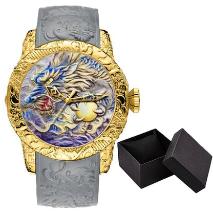BIDEN impermeabile sport uomo orologi Dragon Design orologio al quarzo per uomo cinturino in Silicone orologio da polso orologio maschile Relogio Masculino