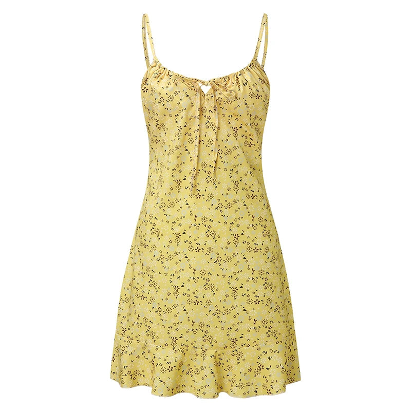 Gonna comoda estiva da donna, sexy, casual, per la casa, con piccola canotta floreale