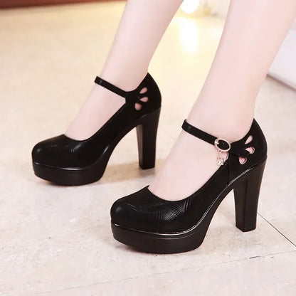 Plus Size 32-43 Block Heel Platform Shoes Women Pumps 2025 Spring High Heels Shoes Ladies Office Shoe Elegant Wedding Shoes