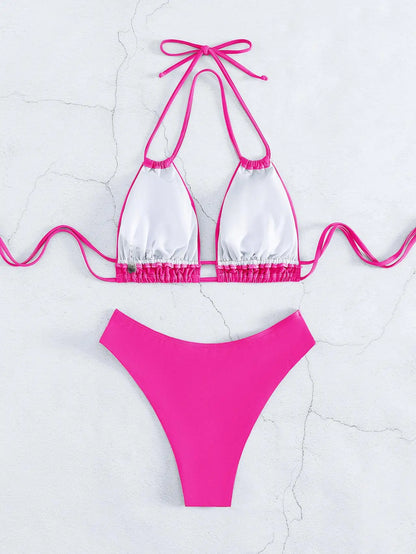 Costume da bagno bikini solido in nylon Costume da bagno sexy con modellazione di moda da donna 2025 Nuovo stile da spiaggia per costume da bagno
