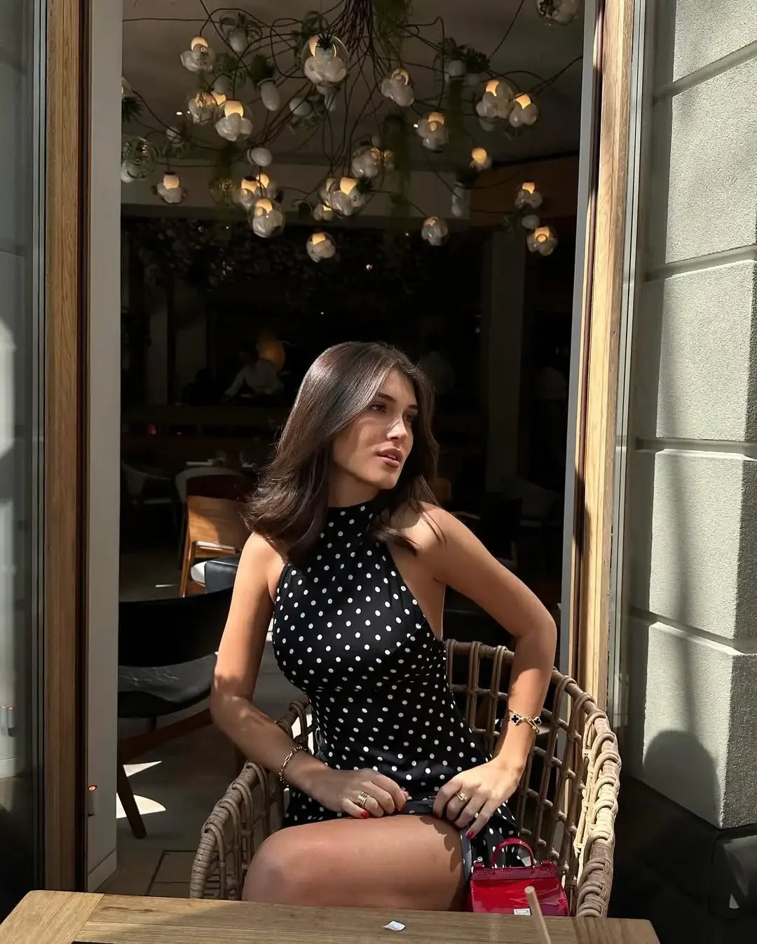 Tuularose Abito a pois alla moda Abito vintage a vita alta senza maniche con scollo senza schienale Abito con lacci Abiti da donna di lusso per feste sexy Y2k