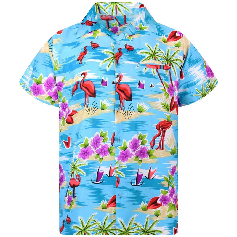 Camicia da uomo con risvolto estivo a maniche corte motivo hawaiano personalizzato stampa 3D lavoro casual quotidiano vacanza design confortevole
