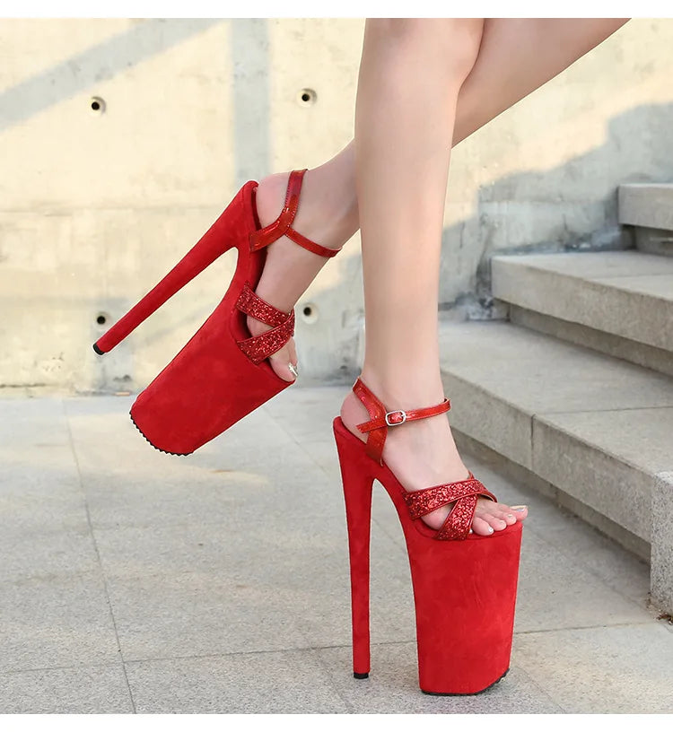 Black matte women's shoes with super high heels 26CM ladies shoes  Sandals women High Heels  luxury on sale Art Appreciation