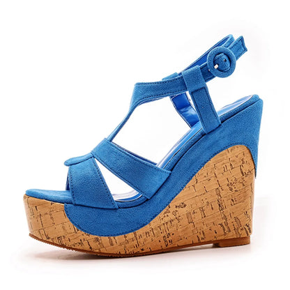 Sandali con plateau Summer Fashion Women Bohemia Style tacco alto bocca di pesce Peep Toe zeppe scarpe per le donne Sandalias De Mujer