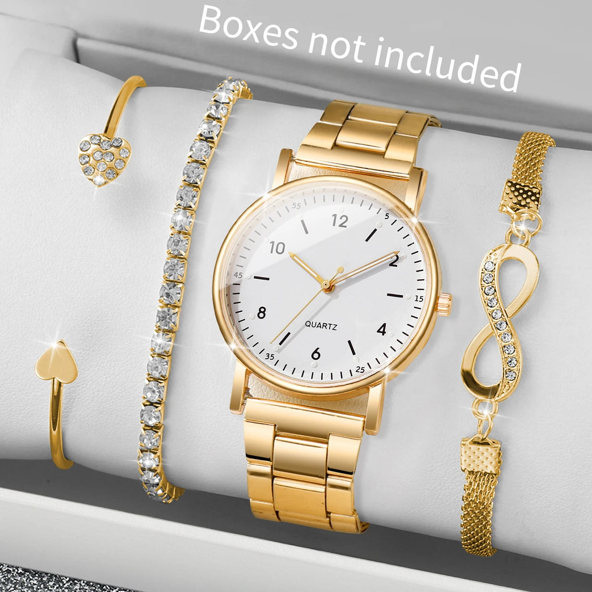 4 pezzi/set moda quadrante arabo orologi da donna orologio da polso al quarzo da donna braccialetti con strass set Reloj Mujer (senza scatola)