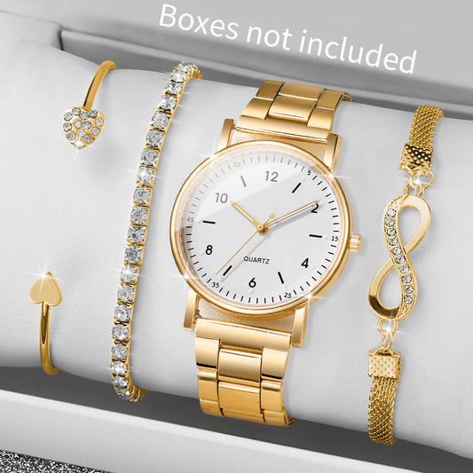 4 pezzi/set moda quadrante arabo orologi da donna orologio da polso al quarzo da donna braccialetti con strass set Reloj Mujer (senza scatola)