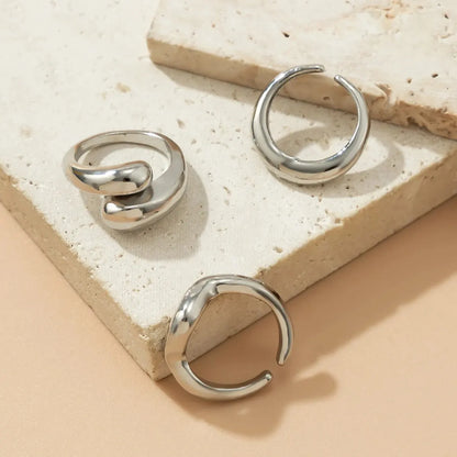 Set di anelli a forma di onda geometrica creativa alla moda da 3 pezzi per accessori per gioielli da dito con anello aperto regolabile irregolare di design da donna