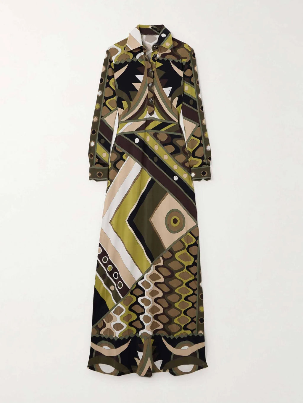 Donne eleganti autunno inverno stampa geometrica posizionamento bavero abito slim fit abiti maxi da festa con spacco a maniche lunghe alla moda