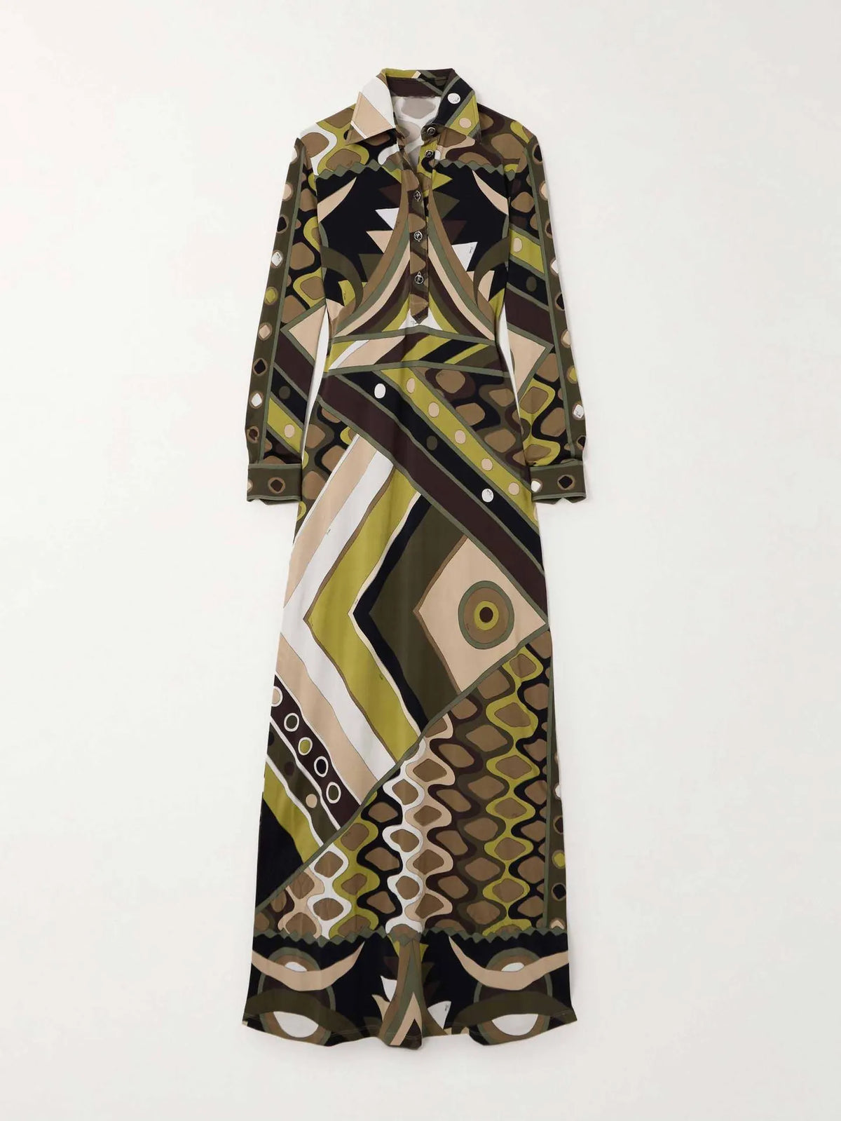 Donne eleganti autunno inverno stampa geometrica posizionamento bavero abito slim fit abiti maxi da festa con spacco a maniche lunghe alla moda