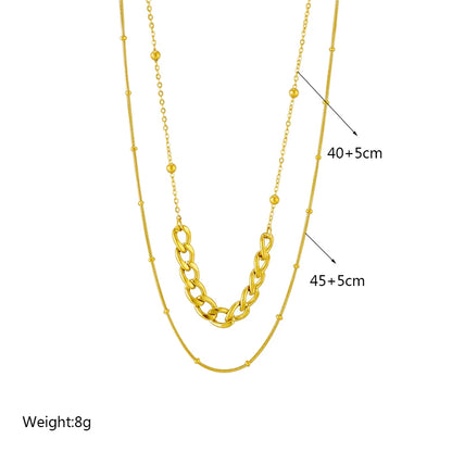 DIEYURO Collana a catena di perle con perline geometriche in acciaio inossidabile 316L per le donne Nuove ragazze punk girocollo spesso gioielli regali per feste