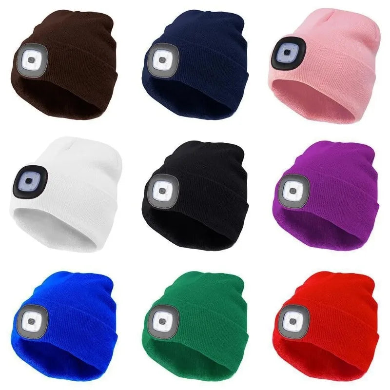 Cappello invernale da uomo con cappello lavorato a maglia ricaricabile a luce LED per berretto da donna da corsa notturna, pesca, equitazione, sport, berretti per adolescenti