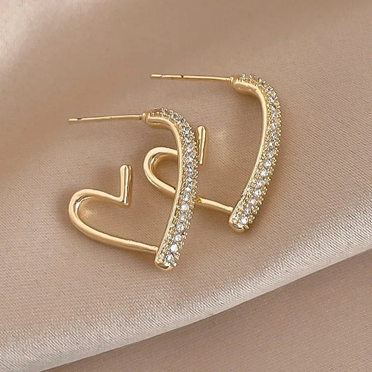 Orecchini in argento 925 con ago in argento moda coreana con cuore di cristallo per gioielli da donna 2025 Trending Nuovi orecchini a cerchio da donna di lusso Brincos
