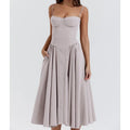 Elegante abito longuette con cinturino per spaghetti da donna Party Slim A Line Solid Bretelle Abiti da donna Nuova moda primavera estate Abiti sexy