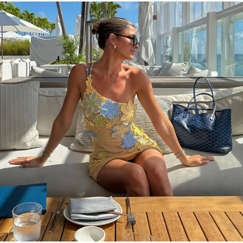Set di gonne superiori con corsetto da spiaggia lavorato a maglia Set di gonne divise con reggiseno senza maniche con scollo all'americana 3D senza schienale Abiti da donna 2 pezzi Abiti primaverili