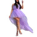 Elegante abito da cerimonia nuziale in tulle a rete per donna senza spalline con spalle scoperte abiti da sera a vita alta abiti da ballo per occasioni formali