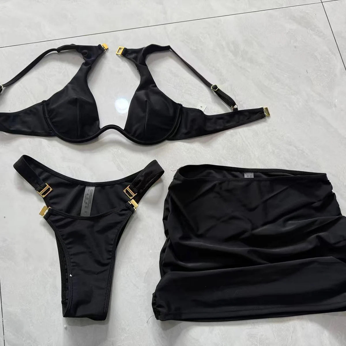 3 Pieces Bikini 2025 Sexy Women Swimsuit Swimwear Female Bikini Set Push Up Beachwear Bathing Suit Skirt wimming Suit Cover Ups