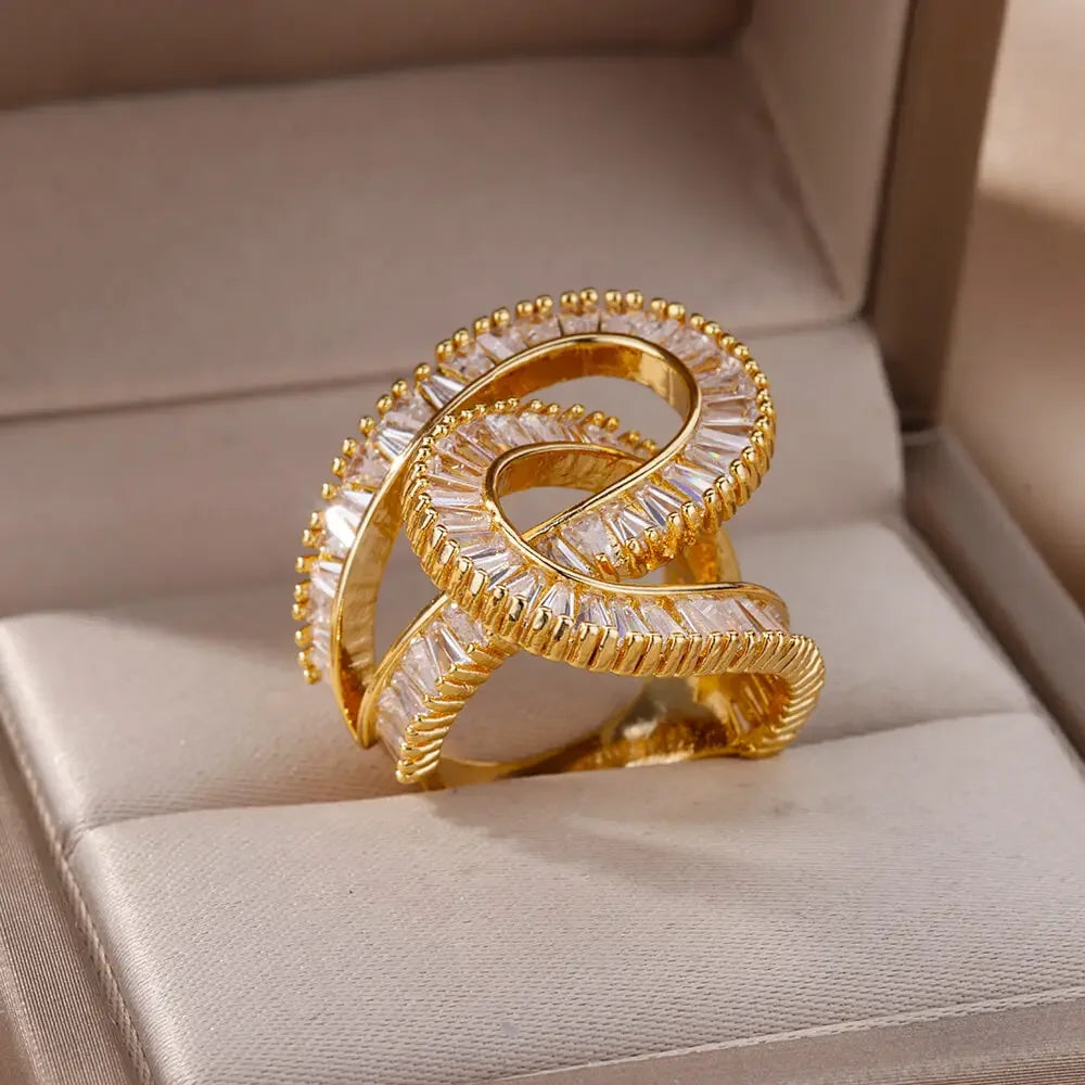 Nuovo Design Anelli di Zircone per Le Donne Ragazze Cubic Zirconia Anello in Acciaio Inossidabile 2023 di Tendenza di Lusso di Cerimonia Nuziale Estetica Gioielli Anelli