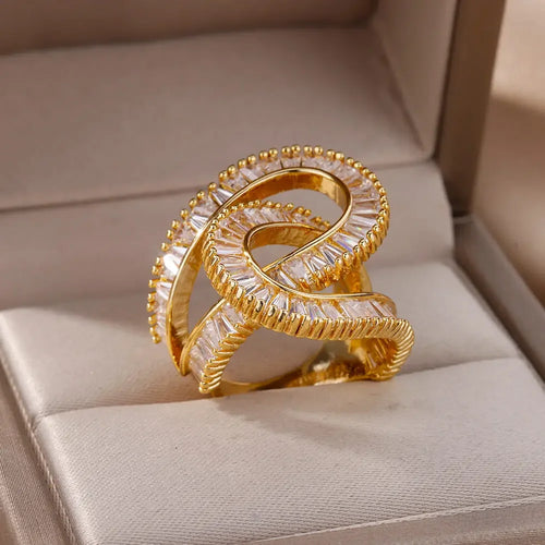 Nuovo Design Anelli di Zircone per Le Donne Ragazze Cubic Zirconia Anello in Acciaio Inossidabile 2023 di Tendenza di Lusso di Cerimonia Nuziale Estetica Gioielli Anelli