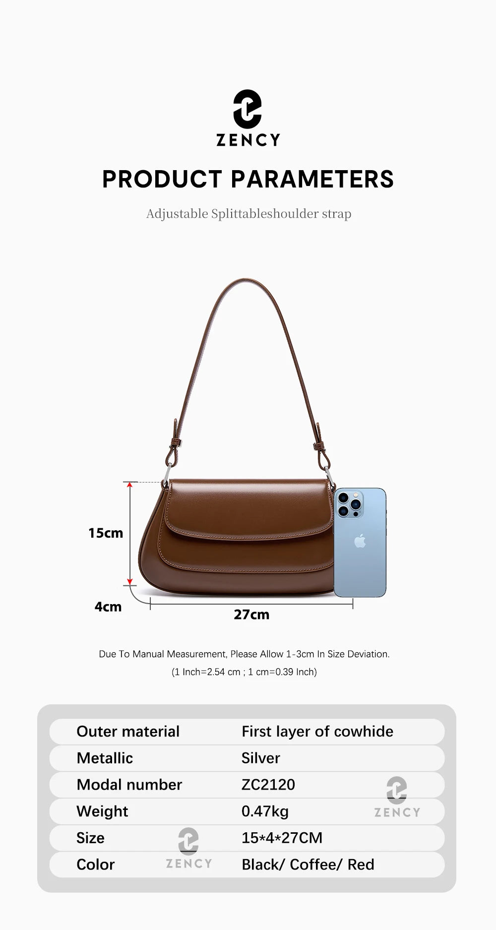 Borse di lusso Zency per donna, in vera pelle, stile francese, borsa a tracolla estiva da donna, borsa a spalla, borsa a tracolla sottobraccio.