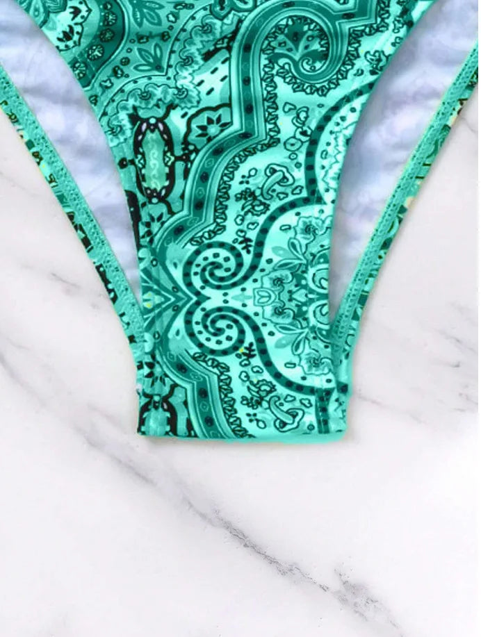 Costume da bagno bikini push-up halter stampato 2026 da donna, sexy, con spalline, per il mare e la piscina