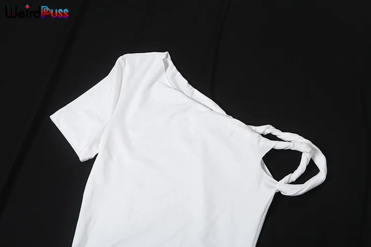 Strano gatto vestito dalla fasciatura donna estate sexy irregolare solido guaina chic elasticizzato a forma di corpo liscio festa di compleanno elegante aderente