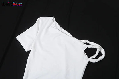 Strano gatto vestito dalla fasciatura donna estate sexy irregolare solido guaina chic elasticizzato a forma di corpo liscio festa di compleanno elegante aderente