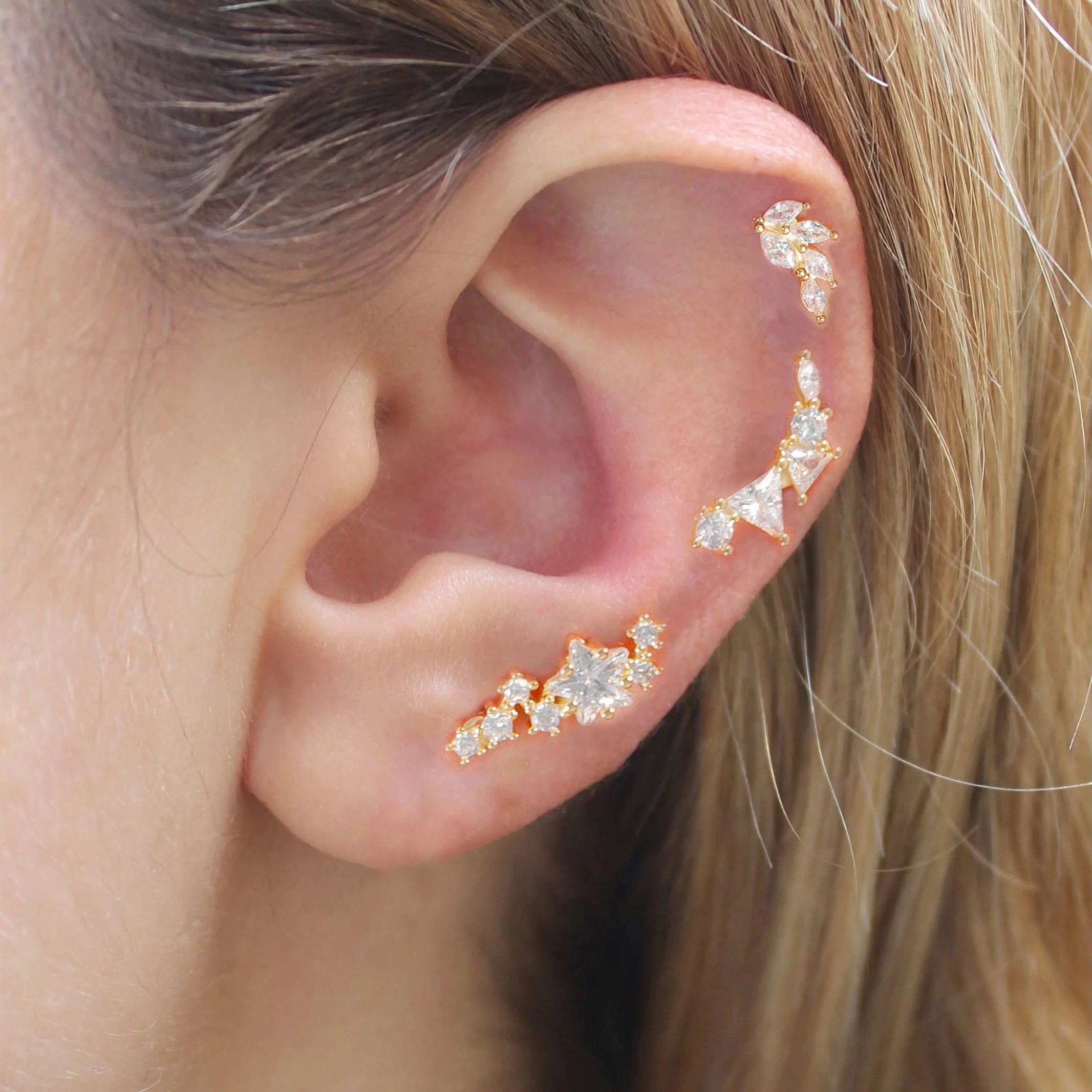 1PC 316L Geometria dell'acciaio inossidabile Orecchini con perno per le donne Moda Star Moon Lobe Daith Helix Cartilagine Orecchino Gioielli penetranti