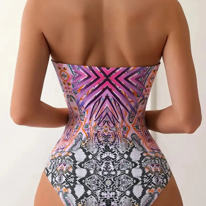 Hot Sale Of The Season Sexy Slimming One-Piece Bikini Swimsuit Women's Cross-Border Swimwear Sensual Strapless Polymer Fabric...