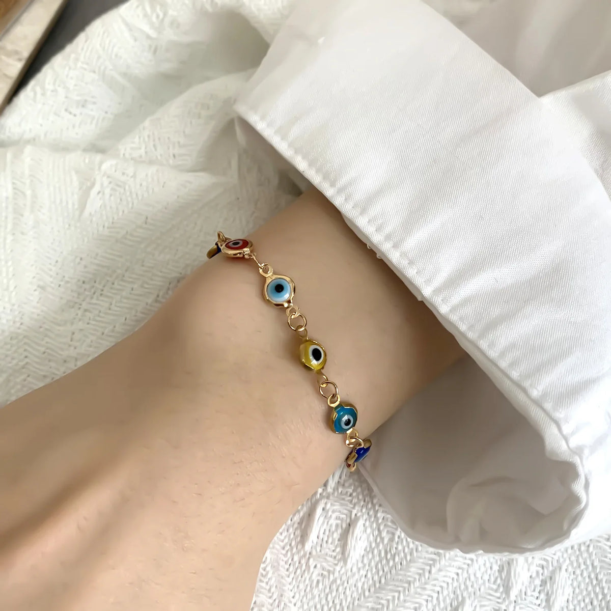 Bracciale Lucky Turkey Evil Eye per donna uomo Braccialetti colorati a catena in metallo regolabile con occhio rosso blu Regali di gioielli per la ricchezza di buona fortuna