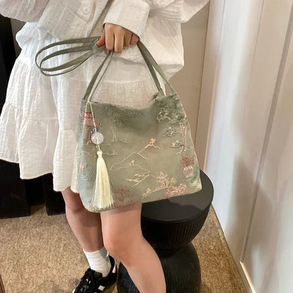 Borsa a tracolla da donna alla moda ricamata in stile cinese di vendita caldo 2026 Borsa di grande capacità di nuova tendenza estiva