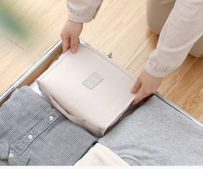 Borsa da Toilette Portatile con Gancio, Multifunzionale, Impermeabile, Resistente all'Usura, Multi-Strato, Grande Capacità, per Trucchi