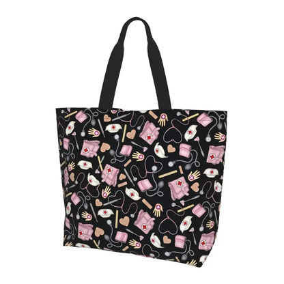 Personalizzato Enfermera En Apuros Dottore Infermiera Medica Borsa a tracolla Tote Bag di grande capacità Borse per le donne Borse per la spesa