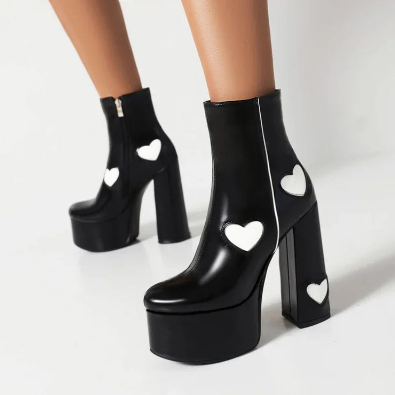 Denim Short Plush Boots Thick Bottom 15cm High Heel Pointed Elastic Size 34-45 Short Boots 2024 New Winter Women's Shoes