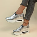Patent Leather Wedge Loafers Shoes for Women New Height Increasing Platform Sneakers Woman Lightweight Slip On Casual Shoes