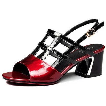 Maogu Summer Heels tacco medio fibbia femminile Footware nero 2024 Trend Fashion New Women's Pumps Shoes Peep Toe sandali donna 40