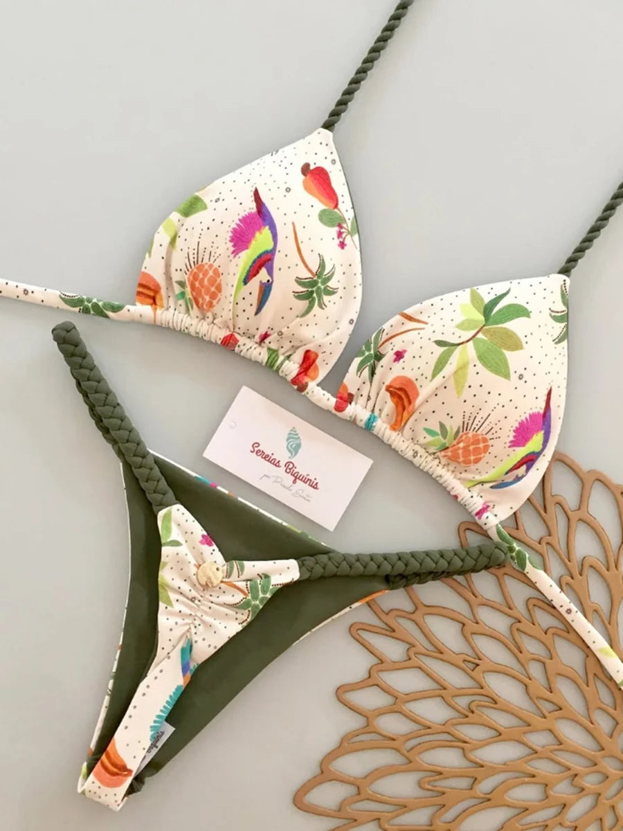 Micro Bikinis 2026 Push Up Women Swimsuits Sexy Swimwear Brazilian Bikini Set Thong Biquini Print Swimsuit Summer Beachwear