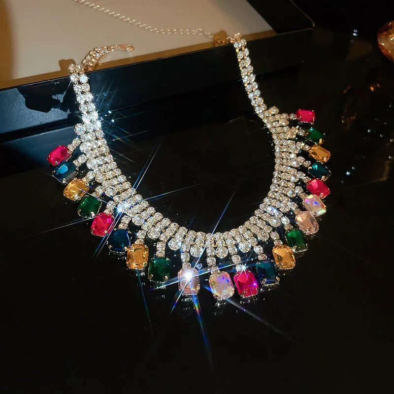 Collane girocollo di lusso con strass e cristalli per donna, collana a più strati con perle finte per feste e matrimoni, gioielli K-