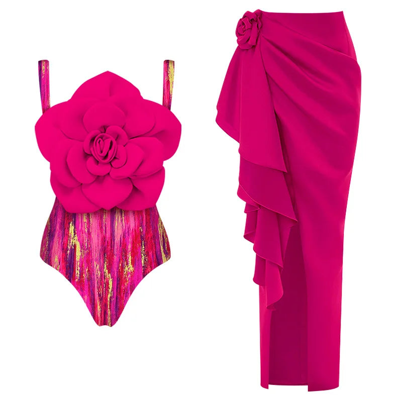 Costume da bagno floreale con stampa floreale con volant monospalla blu Set copricostume singolo micro monokini costumi da bagno sexy per ragazze Summer Beach