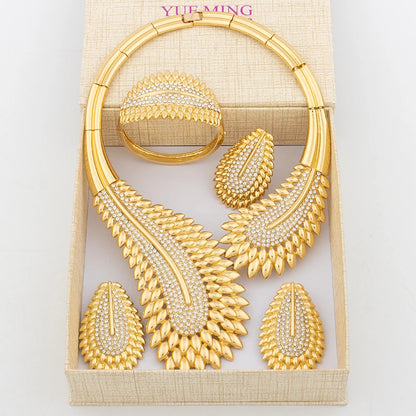Parure de bijoux italienne, collier, boucles d'oreilles, bijoux pour femme, parure de bijoux de haute qualité