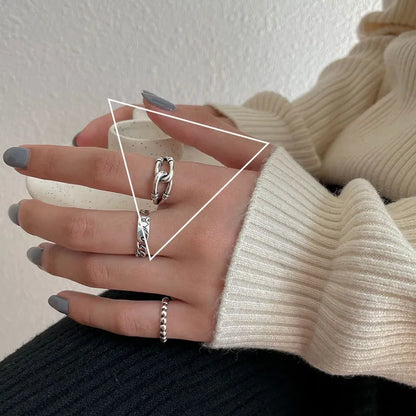 Anelli in Argento Sterling 925, Nuovi Gioielli da Festa, Charm Vintage, Design Geometrico a Doppio Strato, Accessori Regalo, Dropshipping
