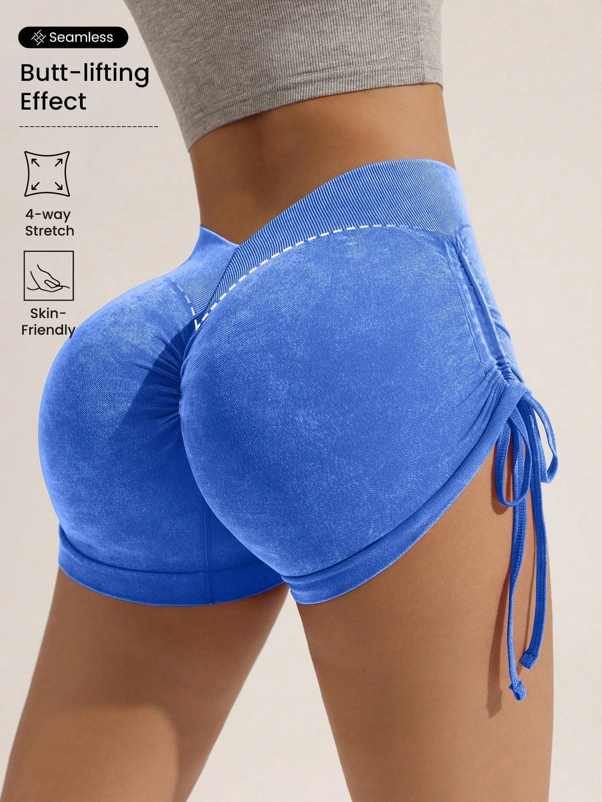 Pantaloncini opachi con coulisse per donna, effetto push-up sui glutei, ideali per fitness, ciclismo, pantaloni a tre quarti, sport e corsa, pantaloncini opachi.