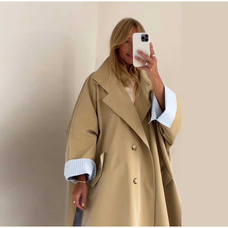 Cappotti lunghi da donna chic, cappotto antivento con colletto alla coreana, maniche lunghe, monopetto, con spacco, autunno 2026, abbigliamento da donna per il lavoro